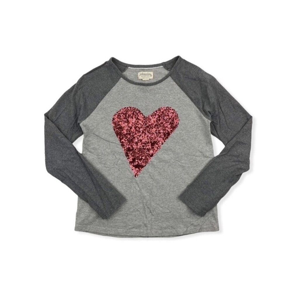 Johnnie B by Boden Sequin Heart Baseball Tee